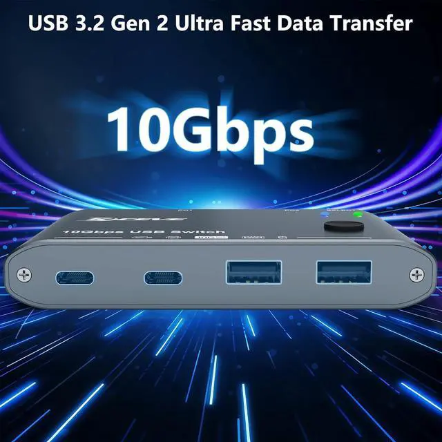 Alt view image 3 of 7 - 10Gbps USB C Switch 2 Laptops 2 in 4 Out USB 3.2 Switcher 2 Computers Share Keyboard Mouse, Printer, Camera, Headphone, 10Gbps Data Power Cable & Desktop Controller Included