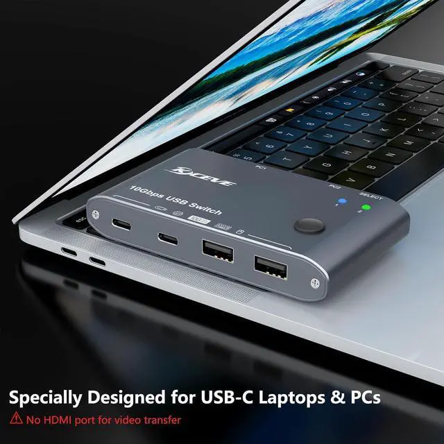 Alt view image 5 of 7 - 10Gbps USB C Switch 2 Laptops 2 in 4 Out USB 3.2 Switcher 2 Computers Share Keyboard Mouse, Printer, Camera, Headphone, 10Gbps Data Power Cable & Desktop Controller Included