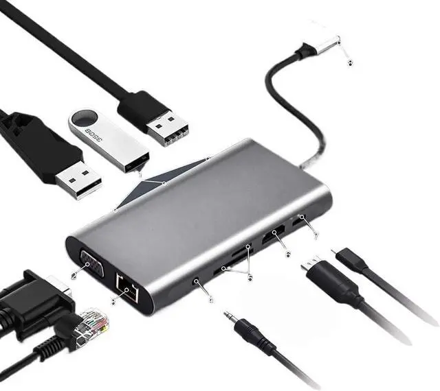 Alt view image 5 of 5 - USB 3.0 Type C HUB USB C Docking Station to HDMI 4K 30HZ Multifunctional Type C to RJ45 1000Mbps Ethernet Adapter Extender(8 in 1 S81-1000M)