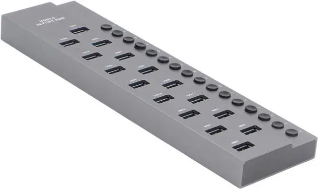 Alt view image 2 of 7 - 16 Ports USB 3.0 Hub Efficient High Speed Data Hub for Multiple Devices Power Switches for Home Office Use Aluminum Alloy (US Plug)