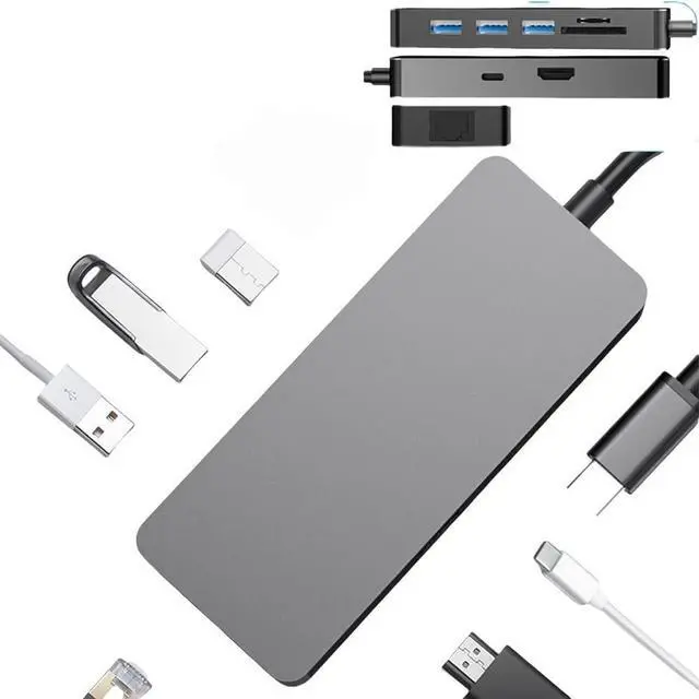 Alt view image 4 of 5 - USB 3.0 Type C HUB USB C Docking Station to HDMI 4K 30HZ Multifunctional Type C to RJ45 1000Mbps Ethernet Adapter Extender(8 in 1 S81-1000M)