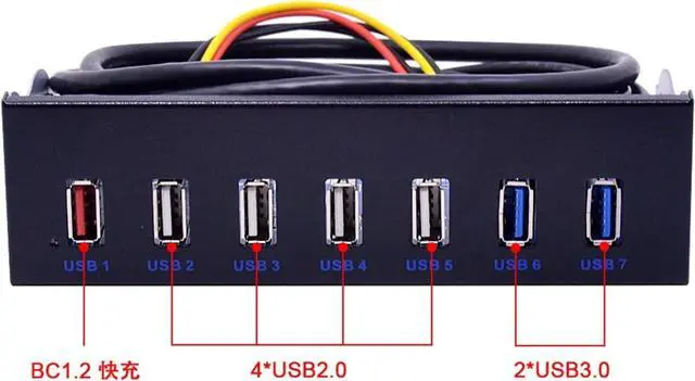 Alt view image 3 of 5 - KGFCE 5Gbps 20Pin USB 3.0 Front Panel BC 1.2 Rapid Charging USB 2.0 USB2.0 USB3.0 HUB Expansion Bracket for PC 5.25'' DVD-ROM