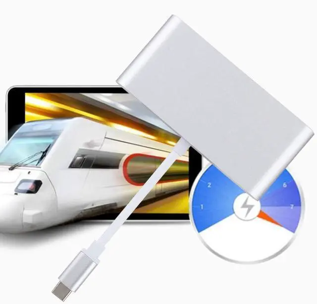 Alt view image 3 of 7 - 4 in 1 Multifunction Type C to USB3.0RJ45PD Converter, 4K Video Adapter Hub for Stable Internet Access, 4K Video Display, PD Charging Port, Easy to Carry