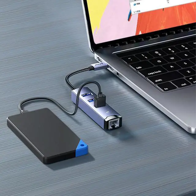 Alt view image 3 of 7 - High Performances Double Chip USB Hubs USB C to Ethernet Adapter 1000Mbps Speed for Stable Internet for Window7/8/10/11