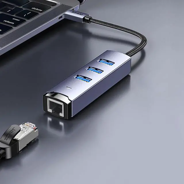 Alt view image 6 of 7 - Qsvbeeqj MultiDevice Compatible USB Hubs USB/Type C to Ethernet Adapter Quick File Transfer for Home Office Use Stable Internet