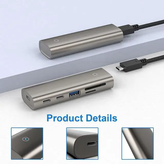 Alt view image 6 of 7 - Ldabrye High-speed Transmission USB C Hub 6 Port USB 3.1 Gen 2 Data Hub Aluminum USB Docking Station Splitter USB Hub Extensions