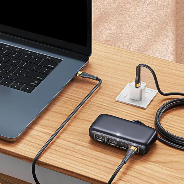 Alt view image 3 of 7 - XUZHID Type C Hubs Expander with Total 100W Power Delivery 4Port (2USB C+2USB) Fast Charging Station 480Mbps Data Transfer