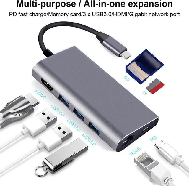 Alt view image 7 of 7 - 8 in 1 Multi Function USB C Docking Station with, USB3.0, Gigabit Ethernet, for Stable Transmission and 4K x 2K Resolution