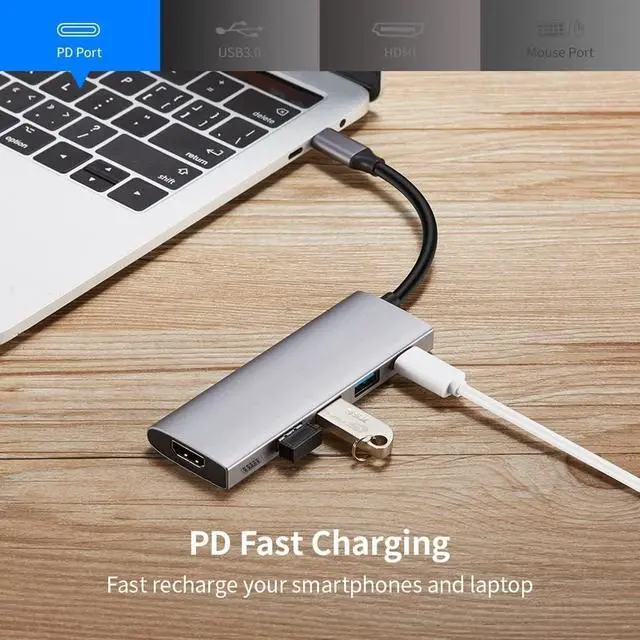 Alt view image 2 of 5 - MVUYO Type-C Hub Hub Type-C to 3.0 Keyboard Interface PD Charging for Laptop Tablet PC