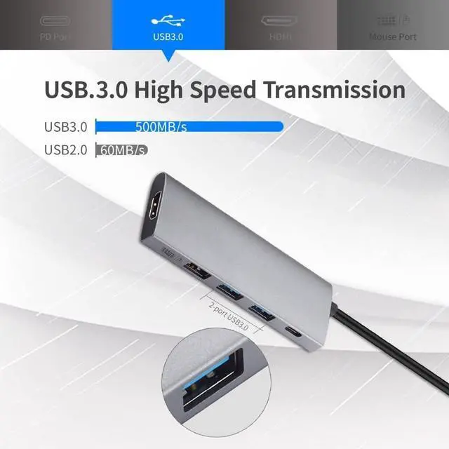 Alt view image 4 of 5 - MVUYO Type-C Hub Hub Type-C to 3.0 Keyboard Interface PD Charging for Laptop Tablet PC