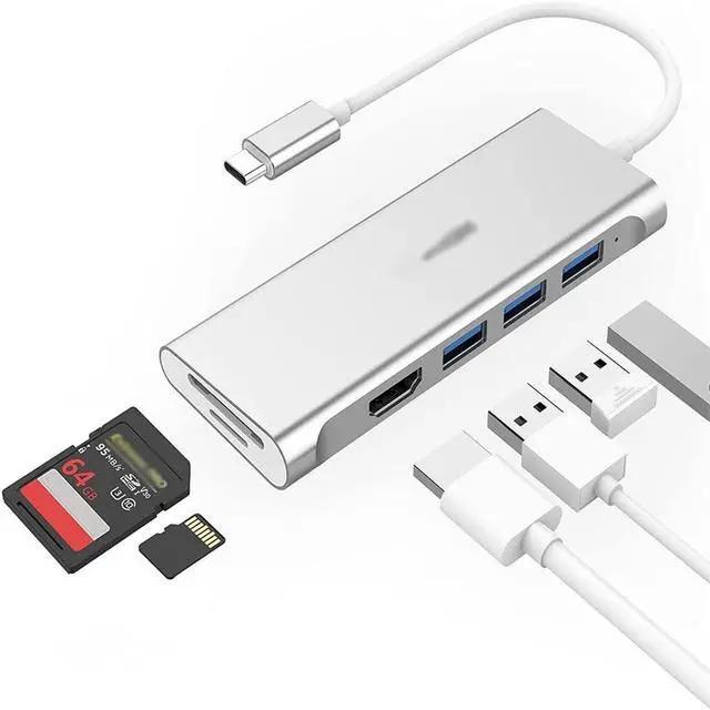 Main image of C HUB Type C 4K Adapter Multi 3.0 HUB Dock Card Reader for Pro Air USB-C HUB Dock(White-Fruit peach5)