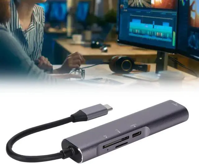 Alt view image 7 of 7 - NutriEss QT05 Type C to HD Multimedia Interface USB 3.0 Hub High Speed Transmission 5 in 1 Hub for Computer