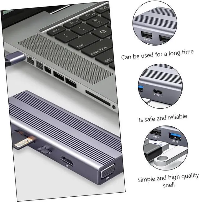 Alt view image 4 of 7 - SMASOLO Type- Adapter USB Expansion Transfer for Laptop Supports USB Ports for Hard Drives Mouse and