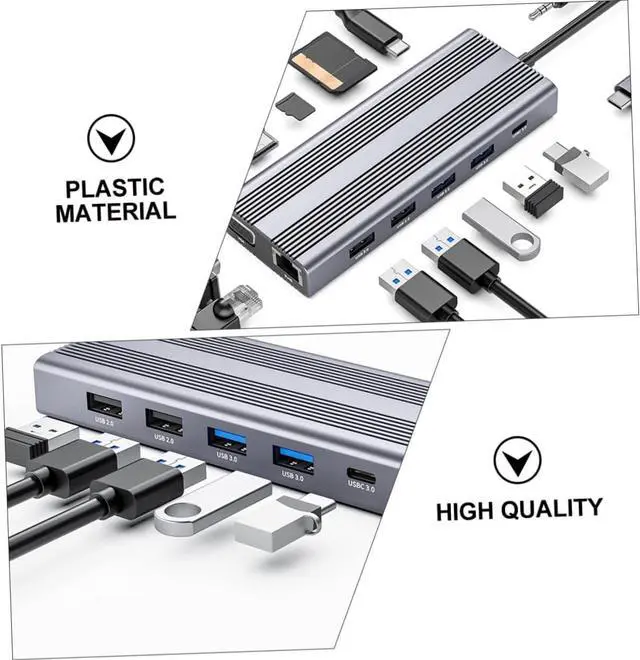 Alt view image 6 of 7 - SMASOLO Type- Adapter USB Expansion Transfer for Laptop Supports USB Ports for Hard Drives Mouse and