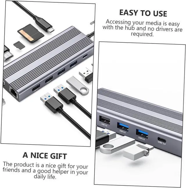 Alt view image 7 of 7 - SMASOLO Type- Adapter USB Expansion Transfer for Laptop Supports USB Ports for Hard Drives Mouse and