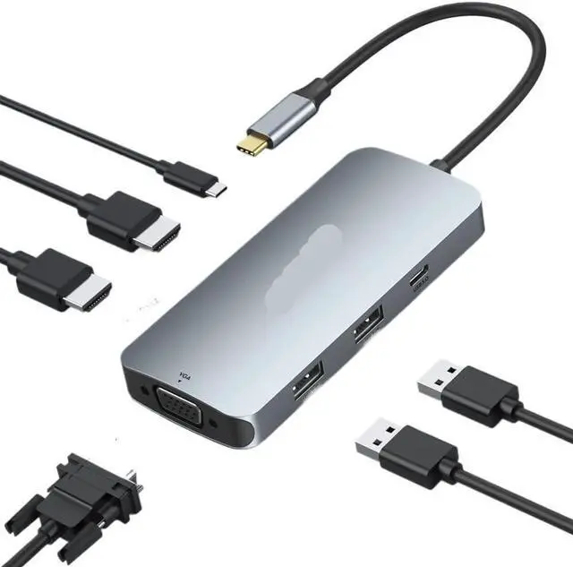 Alt view image 2 of 4 - USB C Hub Adapter Multiport Docking Station Compatible with Windows Laptops Dual 4K HDMI 5Gbps USB 3.0 PD 100W(MOUC0507)