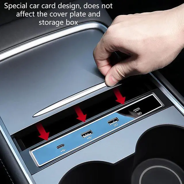 Alt view image 4 of 7 - 4 Port 27W Fast Charging Splitter Glovebox-USB Hub Docking Station Shunt Hub For 3/Y Car Interior Accessories Usb Shunt Quick Charger Led Intelligent Docking Station Usb Shunt Hub Decoration Car 27w