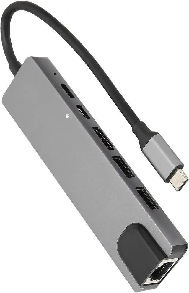 Alt view image 4 of 7 - 6 in 1 USB C Hub: 4K30Hz Output, 100Mbps Ethernet, PD Charging, 2X USB 3.0, Aluminum