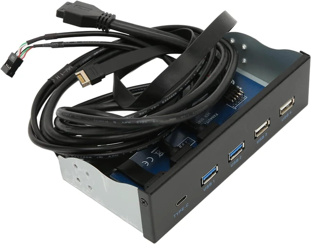 Alt view image 4 of 7 - 5.25 Inch Media Dashboard Multifunctional Dashboard Media Front Panel Audio with USB 3.0 USB 2.0 Ports Type C 10Gbps High Speed for 7 8 10 11 Front Audio with Du