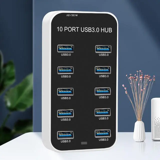 Alt view image 2 of 7 - USB Hub 10, USB 3.0 Hub 10 Port USB Hub Splitter Docking Station DC12V?24V Fast Data Transmission USB Expansion Hub Data Hub with USB 3.0 Data for Smartphone, Tablet