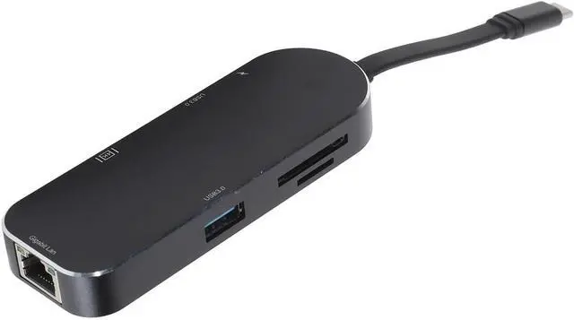 Alt view image 4 of 7 - 7 in 1 Type C Docking Station with 4K HD Output, RJ45, USB 3.0, PD, Storage Card Slots Compatible with, Glass panes, OS X, HarmonyOS (Black)