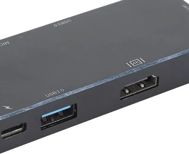 Alt view image 6 of 7 - 7 in 1 Type C Docking Station with 4K HD Output, RJ45, USB 3.0, PD, Storage Card Slots Compatible with, Glass panes, OS X, HarmonyOS (Black)