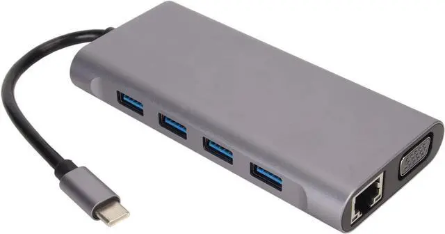 Main image of 11 in 1 Type C Hub, USB 3.0 Docking Station with 4K, VGA, 5Gbps Data Transmission, 87W PD Charging, 100Mbps RJ45 Ethernet Port, and Memory Card Reader