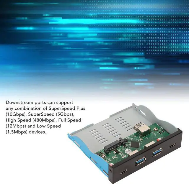 Alt view image 7 of 7 - Front Panel USB 3.1 Hub, 4 Downstream 1 Uplink Ports, 10Gbps Transfer Rate, Wide Compatibility, Aluminum Alloy Material, for Desktop PC Office Use