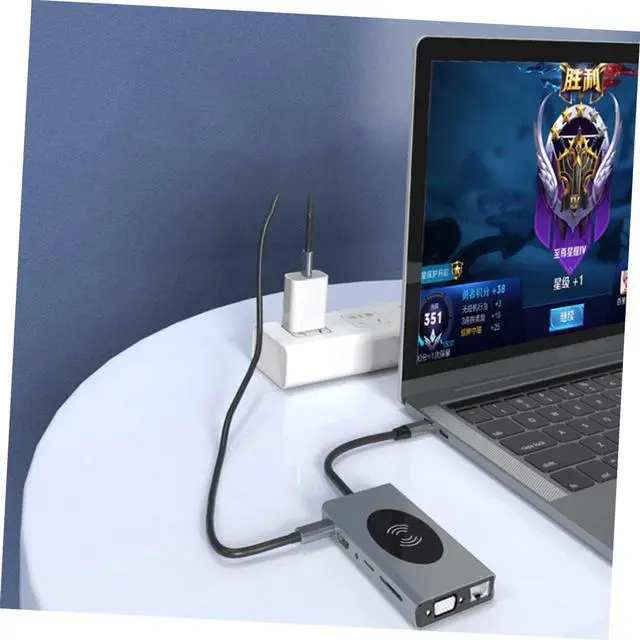 Alt view image 2 of 7 - Angoily 1Pc USB Hub Type C Adapter with Pd Rapid Charging USB Ports Vga and LAN Port for Home Use