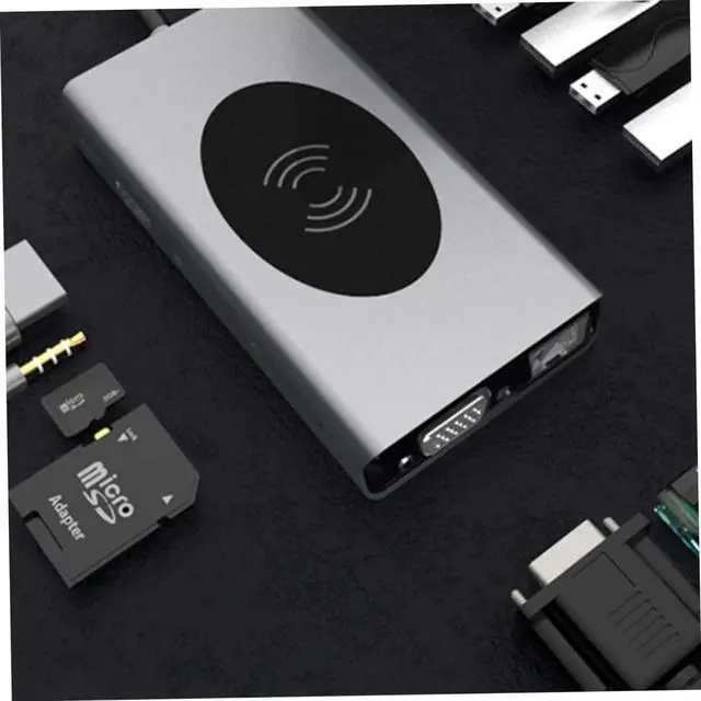 Alt view image 7 of 7 - Angoily 1Pc USB Hub Type C Adapter with Pd Rapid Charging USB Ports Vga and LAN Port for Home Use