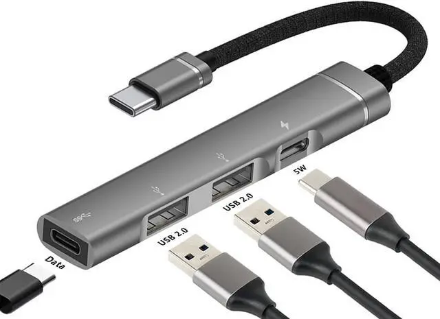 Main image of 4 Ports USB C Hub, USB Port Extender for MacBook Pro, USB C Hub with USB C Data Port, 2*USB Ports & 1 * 5W USB C Port, USB C to USB A Hub for Mac, iPad Pro, Laptop, iPhone 15, etc