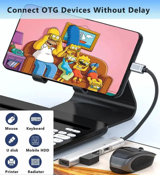 Alt view image 4 of 6 - 4 Ports USB C Hub, USB Port Extender for MacBook Pro, USB C Hub with USB C Data Port, 2*USB Ports & 1 * 5W USB C Port, USB C to USB A Hub for Mac, iPad Pro, Laptop, iPhone 15, etc