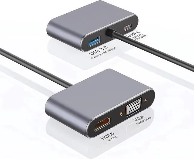 Alt view image 2 of 7 - USB C to HDMI Adapter, Type C to 4K HDMI Adapter with 100W PD and USB 3.0 Port Multiport Digital AV Converter and VGA for MacBook Pro/Air, iPad Pro/Air, iPhone 15, Tablets, Switch and More