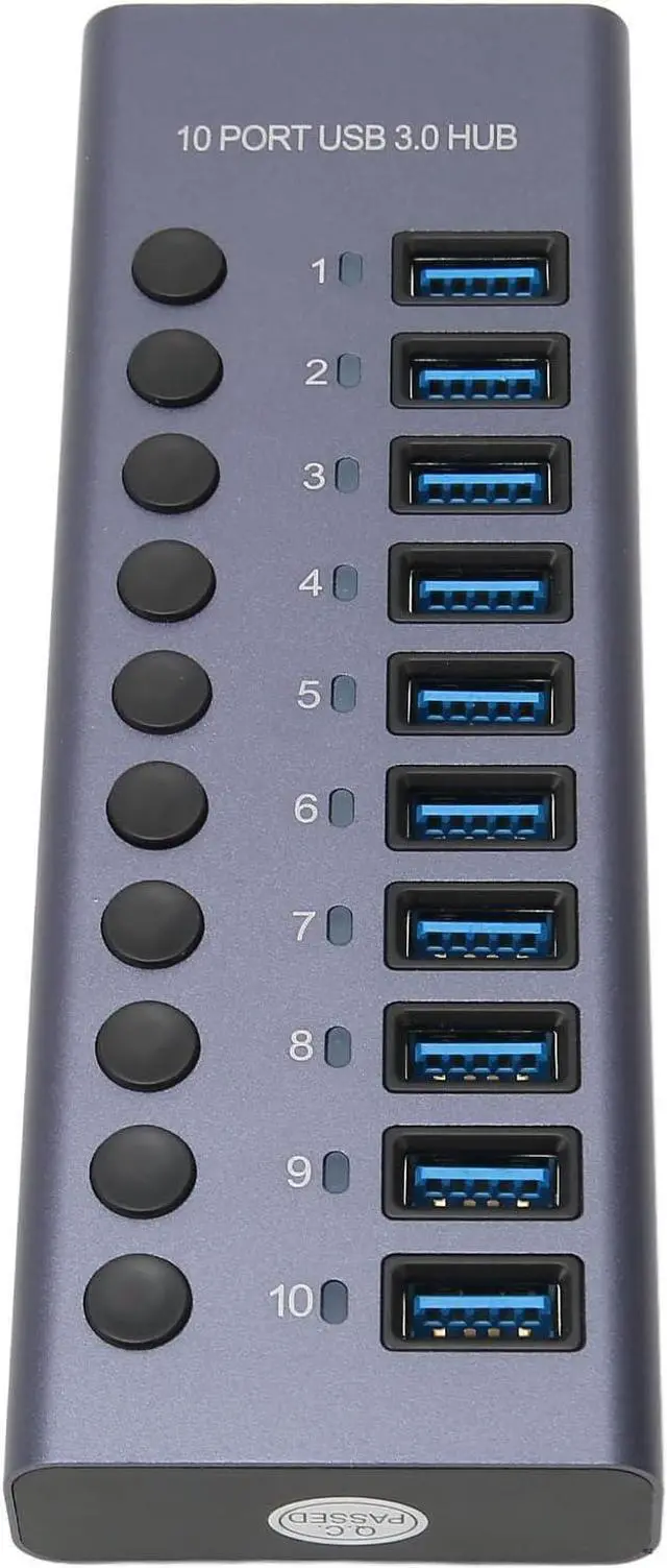 Alt view image 4 of 7 - High Speed 10 Port USB 3.0 Hub Ideal for Connecting Various USB Peripherals WinLinux Compatibility (US Plug)