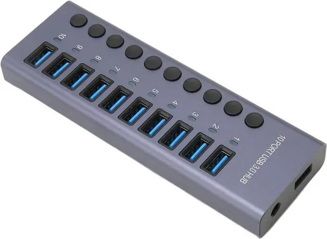 Alt view image 5 of 7 - High Speed 10 Port USB 3.0 Hub Ideal for Connecting Various USB Peripherals WinLinux Compatibility (US Plug)
