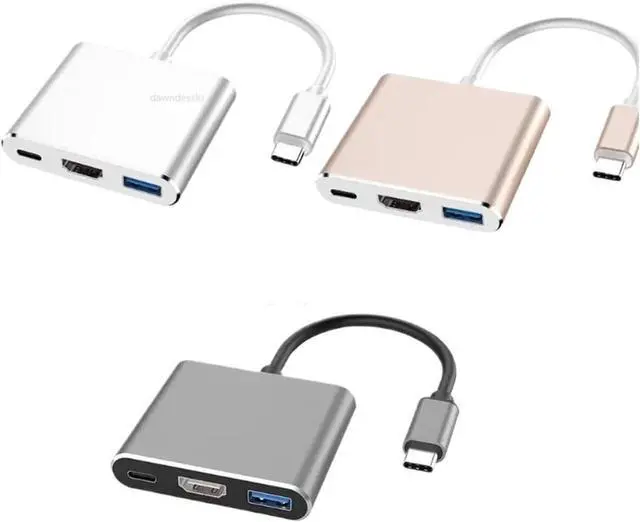 Alt view image 6 of 6 - TY>pe C HUB USB C to HDMI-Compatible Splitter USB-C 3 in 1 4K HDMI-Compatible USB 3.0 PD Fast SMA/*rt Adapter for(Sliver)