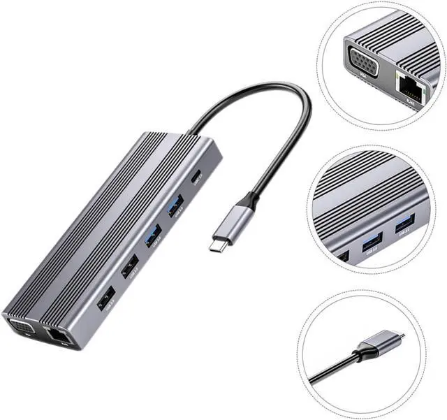 Alt view image 3 of 7 - FELTECHELECTR Type 12 Ports USB Hub Multi USB Splitter Computer Accessories Portable Data Hub USB Hub