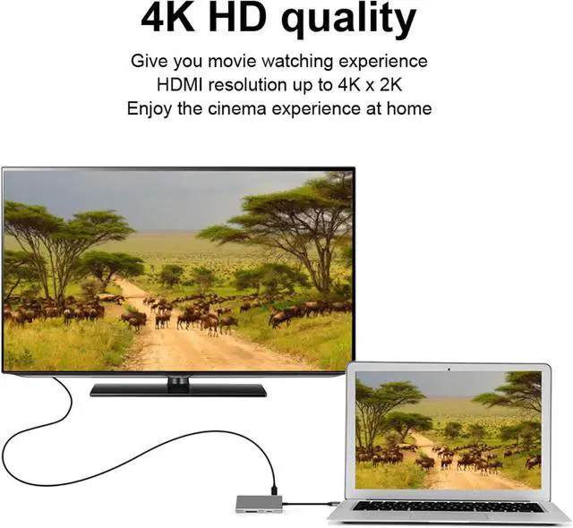 Alt view image 6 of 7 - 8 in 1 Multi Function USB C Docking Station with, USB3.0, Gigabit Ethernet, for Stable Transmission and 4K x 2K Resolution