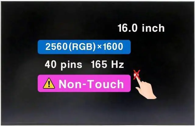Main image of 16.0" Replacement for Asus Tuf A16 FA607 Series WQXGA 2560(RGB)×1600 40pins 165Hz LCD Non-Touch Screen Display Panel