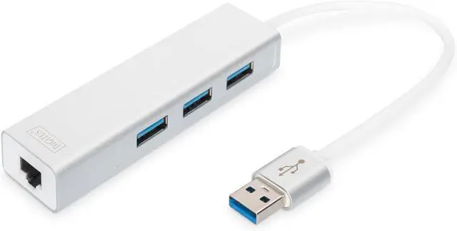 Main image of Assmann DIGITUS USB 3.0 3-Port Hub & Gigabit LAN-Adaptor