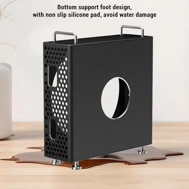 Alt view image 2 of 7 - Aluminum Alloy Computer Chassis Stand, CNC Aluminum Chassis Stand Case Holder for Mac mini M4, with Optimal Heat Dissipation (Black)