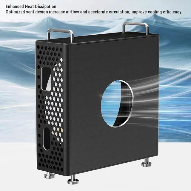 Alt view image 3 of 7 - Aluminum Alloy Computer Chassis Stand, CNC Aluminum Chassis Stand Case Holder for Mac mini M4, with Optimal Heat Dissipation (Black)