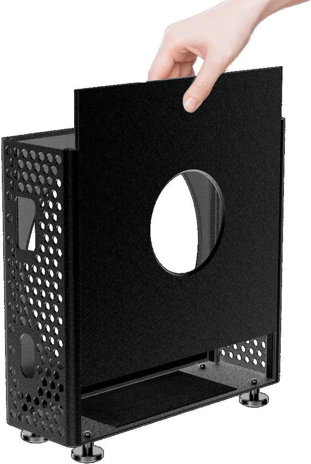 Alt view image 5 of 7 - Aluminum Alloy Computer Chassis Stand, CNC Aluminum Chassis Stand Case Holder for Mac mini M4, with Optimal Heat Dissipation (Black)