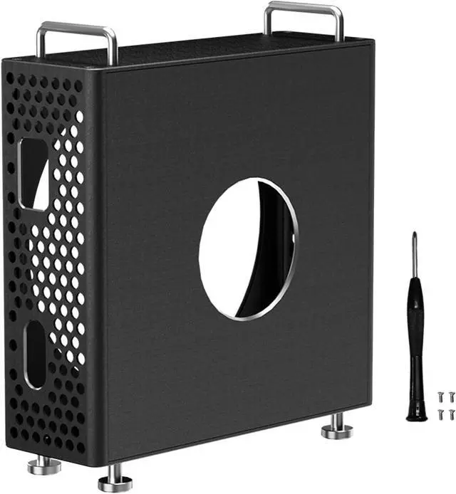 Alt view image 7 of 7 - Aluminum Alloy Computer Chassis Stand, CNC Aluminum Chassis Stand Case Holder for Mac mini M4, with Optimal Heat Dissipation (Black)
