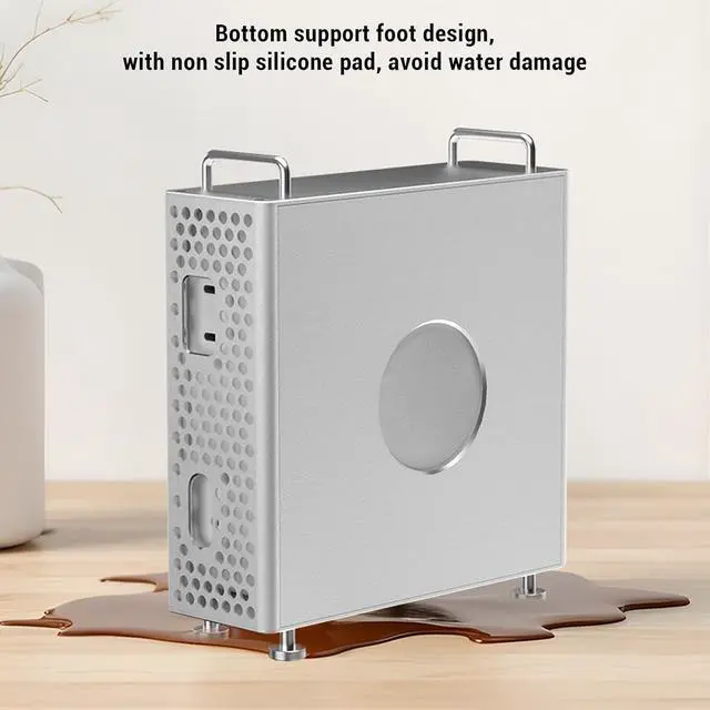 Alt view image 2 of 7 - Aluminum Alloy Computer Chassis Stand, CNC Aluminum Chassis Stand Case Holder for Mac mini M4, with Optimal Heat Dissipation (Silver)