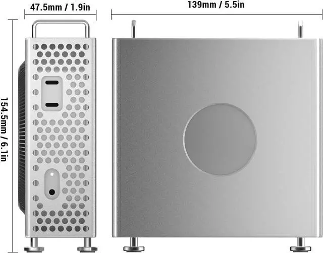 Alt view image 4 of 7 - Aluminum Alloy Computer Chassis Stand, CNC Aluminum Chassis Stand Case Holder for Mac mini M4, with Optimal Heat Dissipation (Silver)