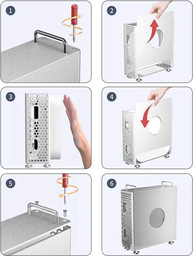 Alt view image 6 of 7 - Aluminum Alloy Computer Chassis Stand, CNC Aluminum Chassis Stand Case Holder for Mac mini M4, with Optimal Heat Dissipation (Silver)