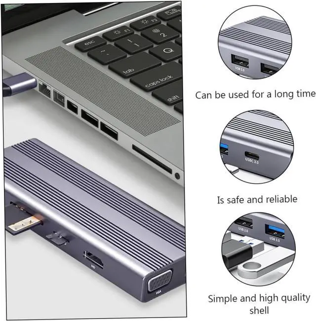 Alt view image 3 of 7 - GAROZATION Type-c USB Hub USB Data Hub for Laptop Multi-Port Extender High-Speed Transfer Adapter
