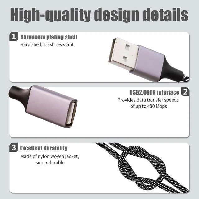 Alt view image 3 of 7 - Fidioto USB A Splitter - 10 Inch Long, 1 in 4 Out USB Y Splitter for Charging & Data Transfer, Compatible with Webcam, Printer, Laptop (Grey)