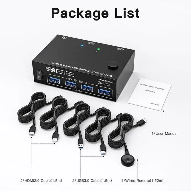 Alt view image 3 of 7 - Clear USB3.0 Port KVM Switcher 202AS Clear Resolution And Vibrant Colors For Home And Office Use 2channel KVM Switcher